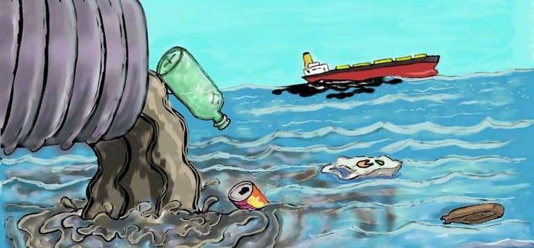 air tercemar karena limbah buangan pabrik sampah tumpahan minyak kapal